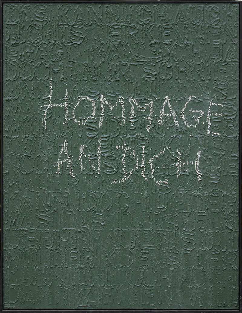 Stefan Kraft; Hommage an Dich, 1988; Öl und Schultafellack auf Leinwand, 66,6 x 51,4 cm; © Stefan Kraft / VG Bild-Kunst, Bonn