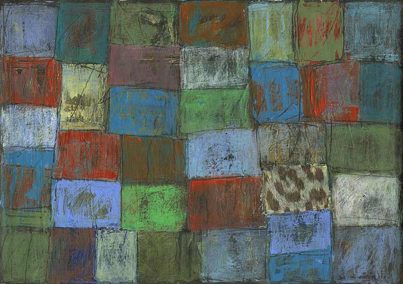 Stefan Kraft; Gepäck XIX, 2001; Acryl, Collage und Aquarellstift auf Papier, 29,9 × 42,1 cm; &copy; Stefan Kraft / VG Bild-Kunst, Bonn