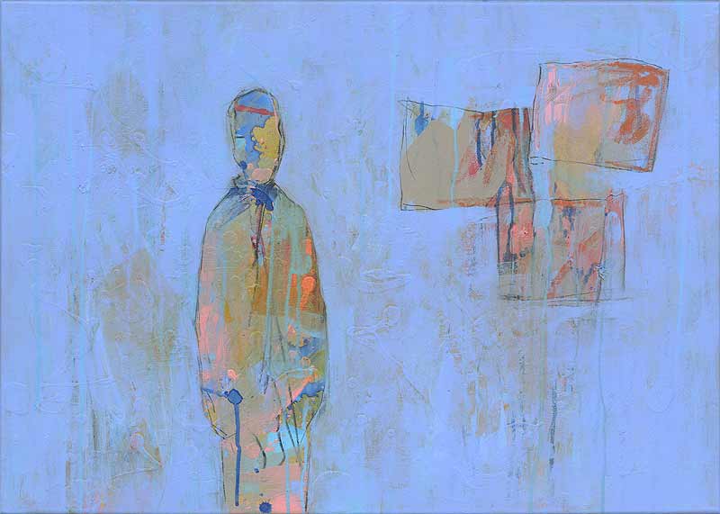 Stefan Kraft; Gepäck LXXIII, 2005; Collage, Acryl, Pastell und Aquarellstift auf Leinwand, 50 × 70 cm; &copy; Stefan Kraft / VG Bild-Kunst, Bonn