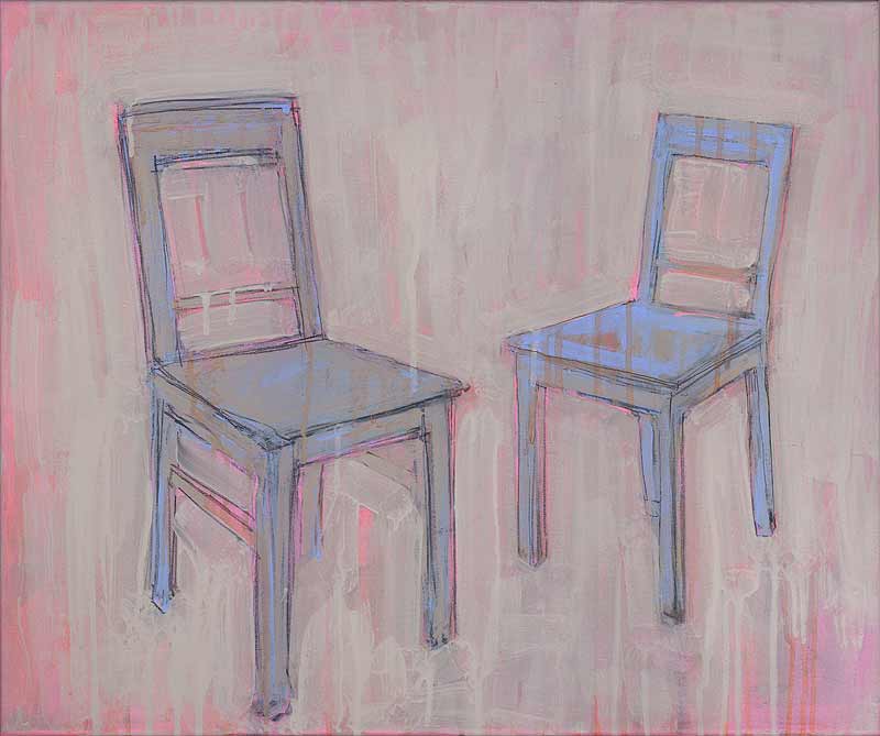 Stefan Kraft; 2 Stühle, grau, 2006; Acryl auf Leinwand, 50 × 60 cm; &copy; Stefan Kraft / VG Bild-Kunst, Bonn