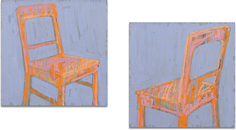 Stefan Kraft; 2 Stühle, 2009; Öl auf Leinwand, 2 Teile je 50 × 50 cm; &copy; Stefan Kraft / VG Bild-Kunst, Bonn