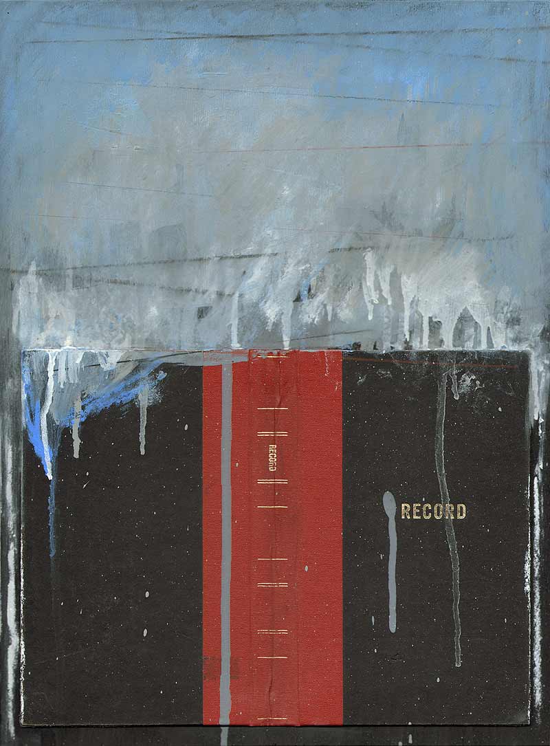 Stefan Kraft; Record (Manhattanbild), 2017; Assemblage, Acryl, Öl und Polychromos auf Holz, 40 × 30 cm; &copy; Stefan Kraft / VG Bild-Kunst, Bonn