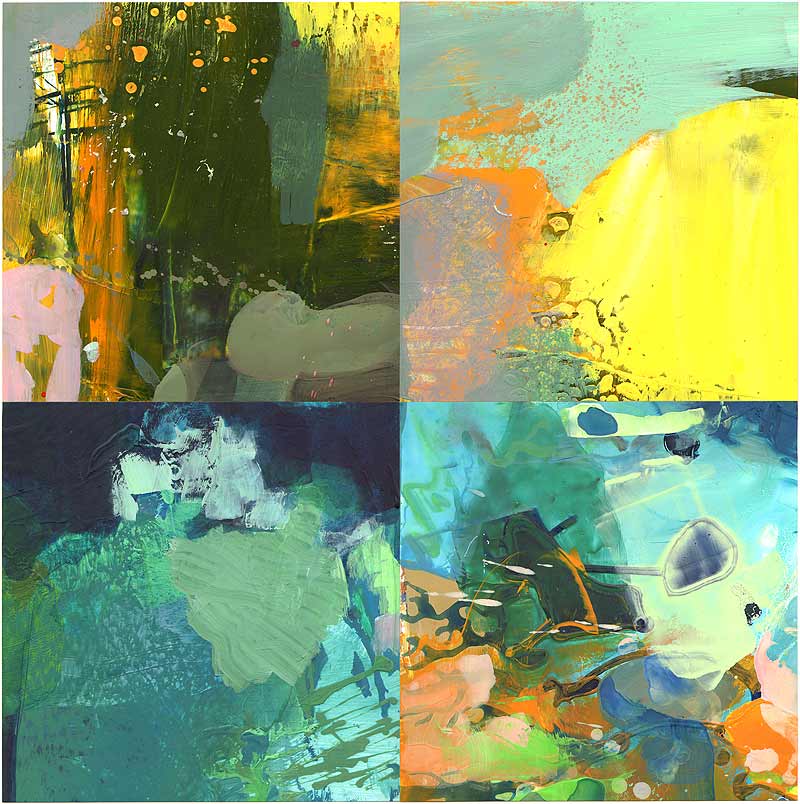 Stefan Kraft; EB IV, 2025; mit Erdmute Blach; Mischtechnik auf Papier (angefangen von E. Blach, fertiggestellt von S. Kraft), ca. 44 × 44 cm; © Stefan Kraft / Erdmute Blach / VG Bild-Kunst, Bonn