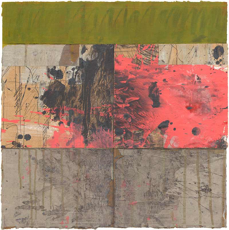 Stefan Kraft; PA/D I, 2025; Mischtechnik (Dispersionsfarbe, Collage, Acryl, Kohle, Kreide) auf Papier, ca. 44 × 44 cm; © Stefan Kraft / VG Bild-Kunst, Bonn