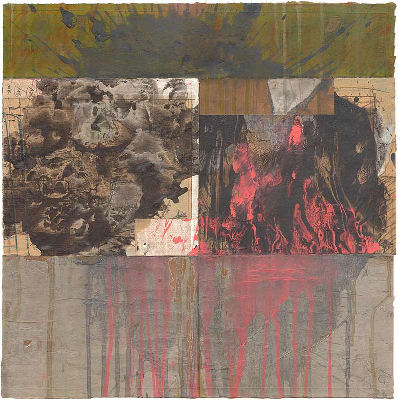 Stefan Kraft; PA/D II, 2025; Mischtechnik (Dispersionsfarbe, Collage, Acryl, Kohle, Kreide) auf Papier, ca. 44 × 44 cm; © Stefan Kraft / VG Bild-Kunst, Bonn